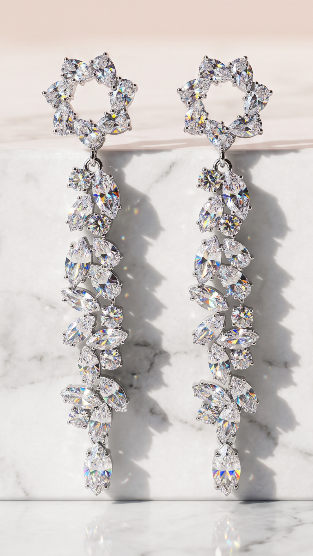 Star Crystal Drop & Dangle Statement Earrings