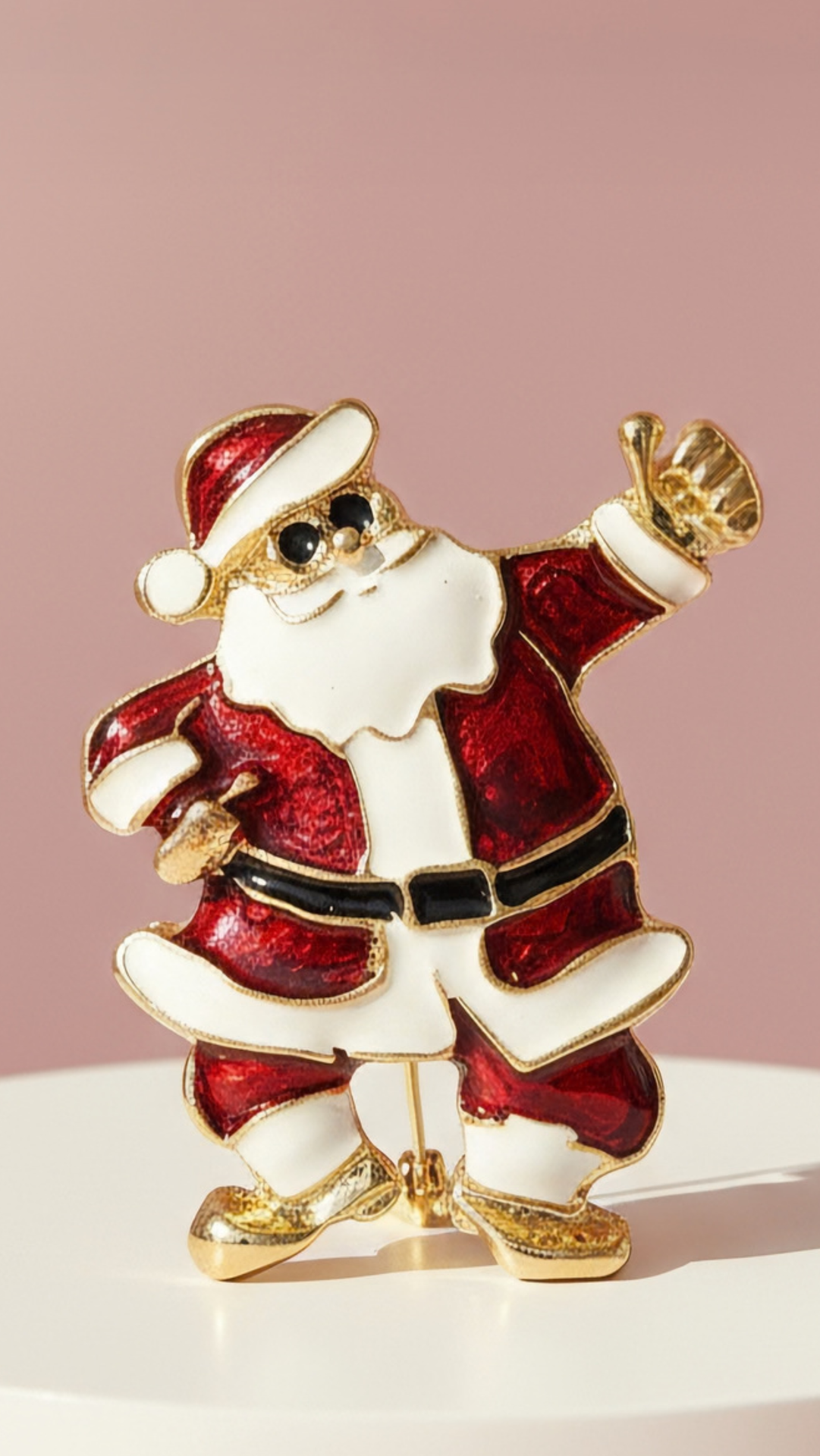 Happy Santa Claus Festive Christmas Brooch