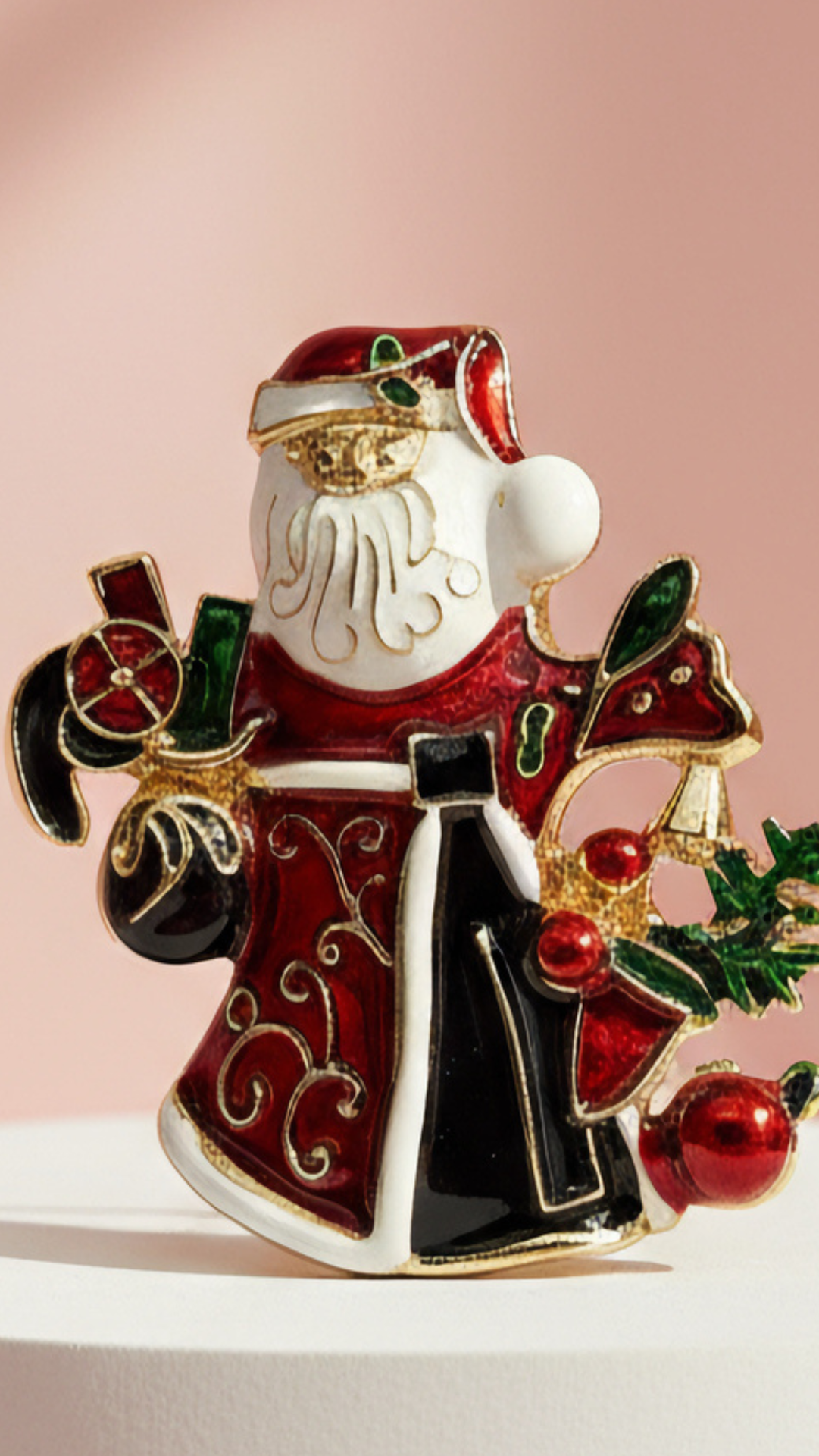 Santa Claus & Gifts Festive Christmas Brooch