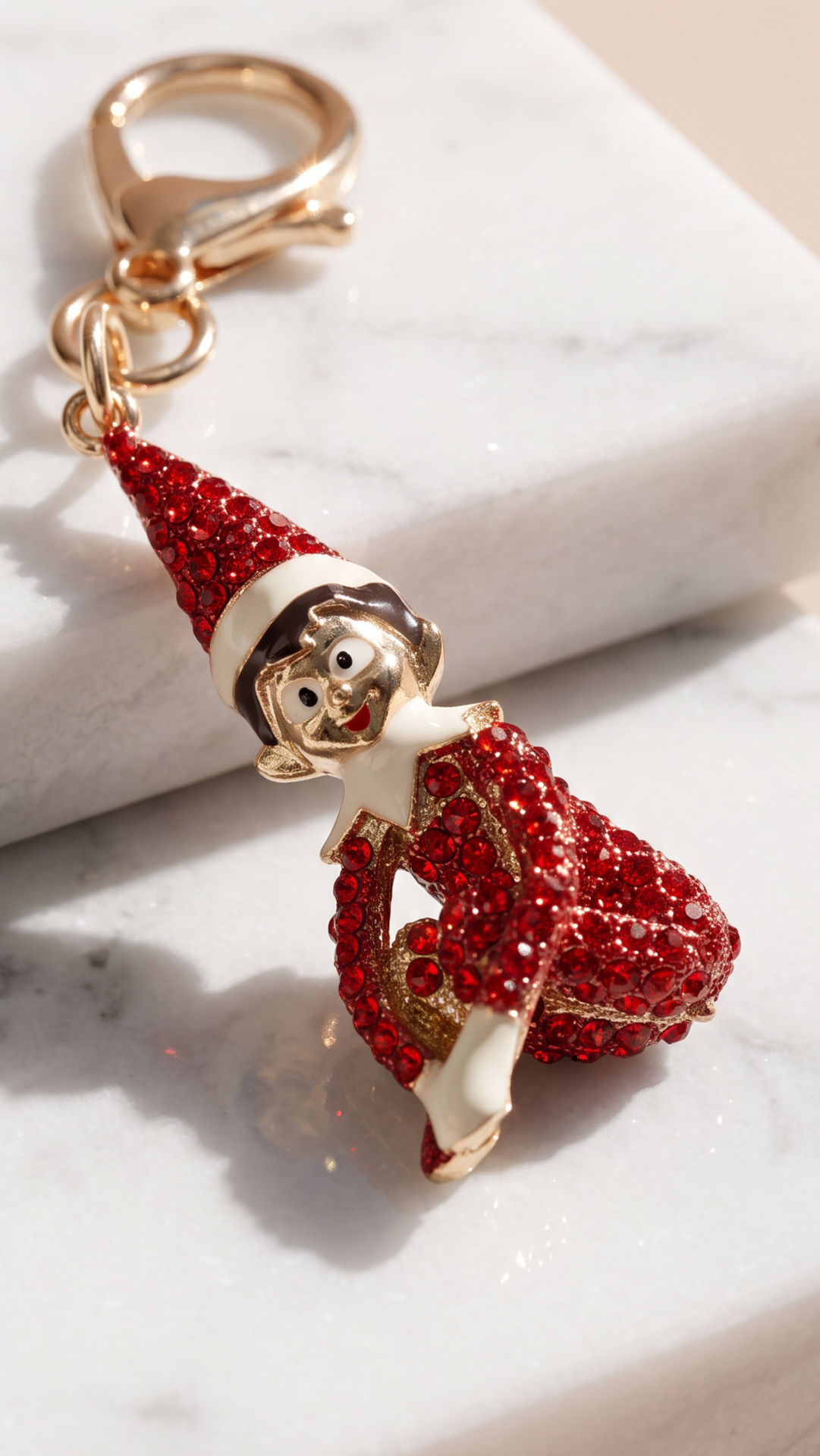 Christmas Elf On A Shelf Crystal Keyring & Bag Charm