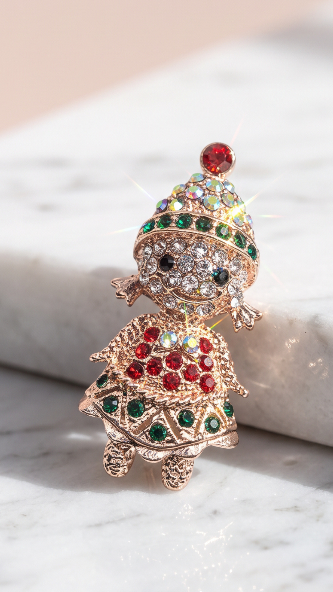 Crystal Doll Girl Festive Christmas Brooch Pin