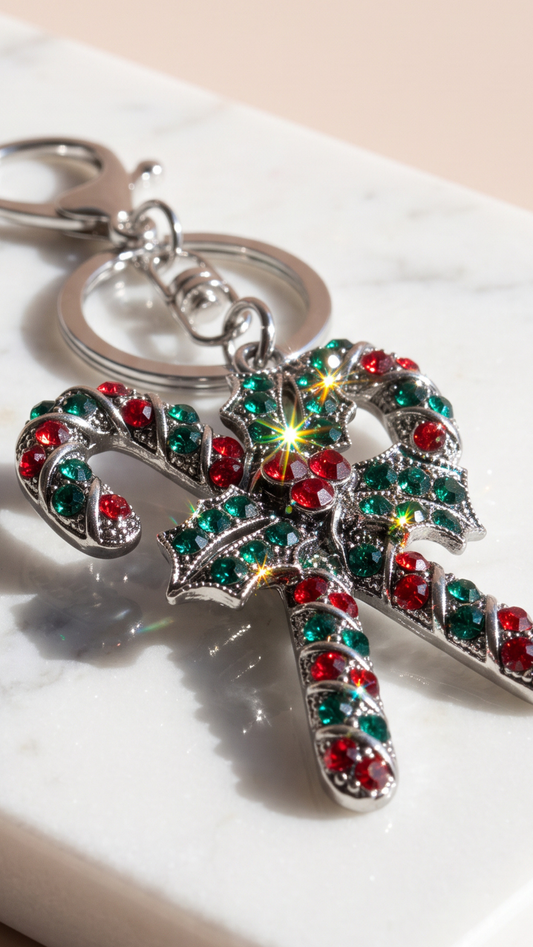 Candy Cane Festive Key Ring & Bag Charm