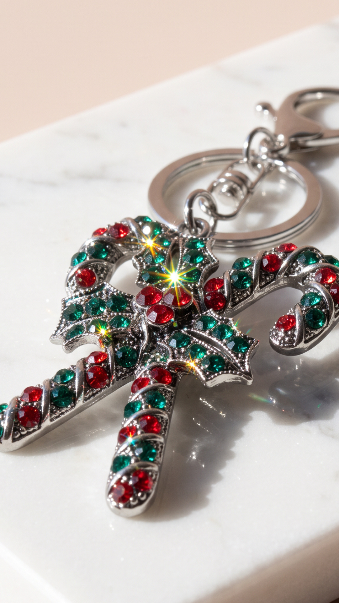 Candy Cane Festive Key Ring & Bag Charm