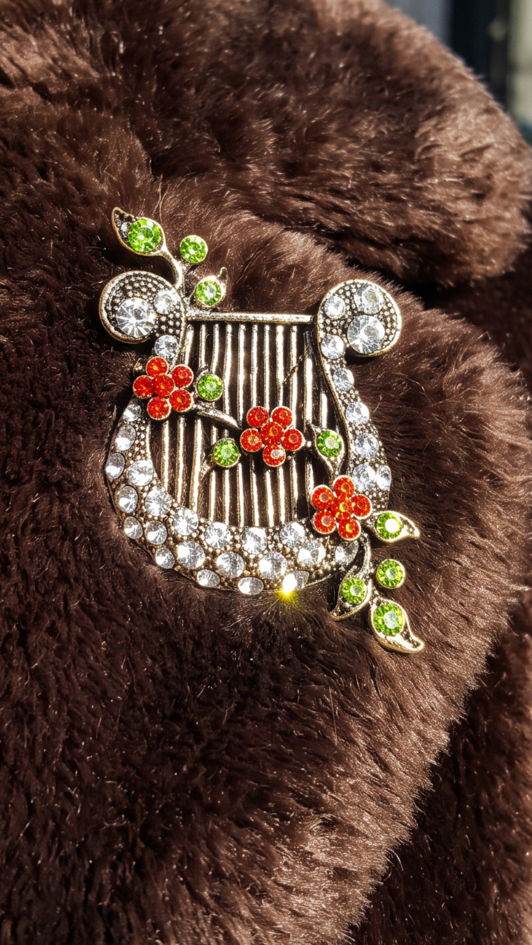 Harp Christmas Festive Brooch Pin