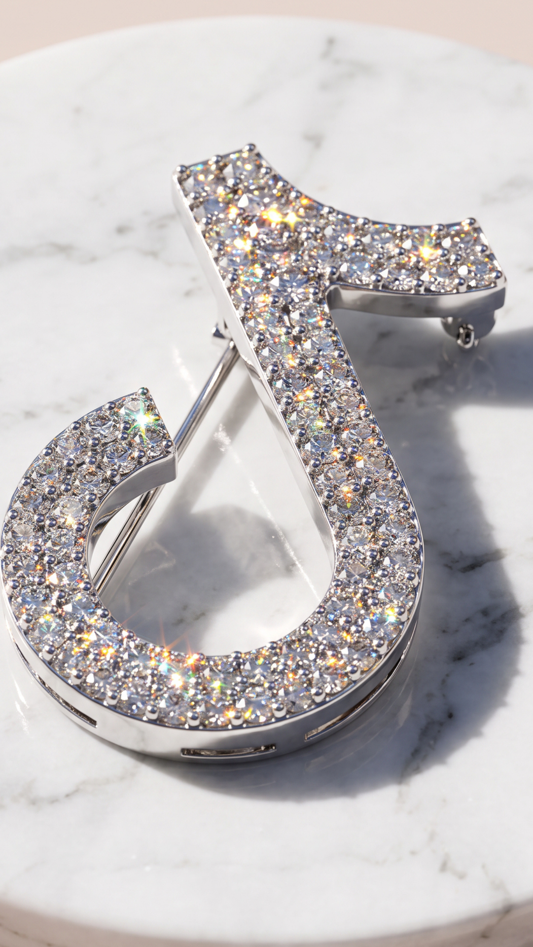 Music Note Crystal Brooch Pin