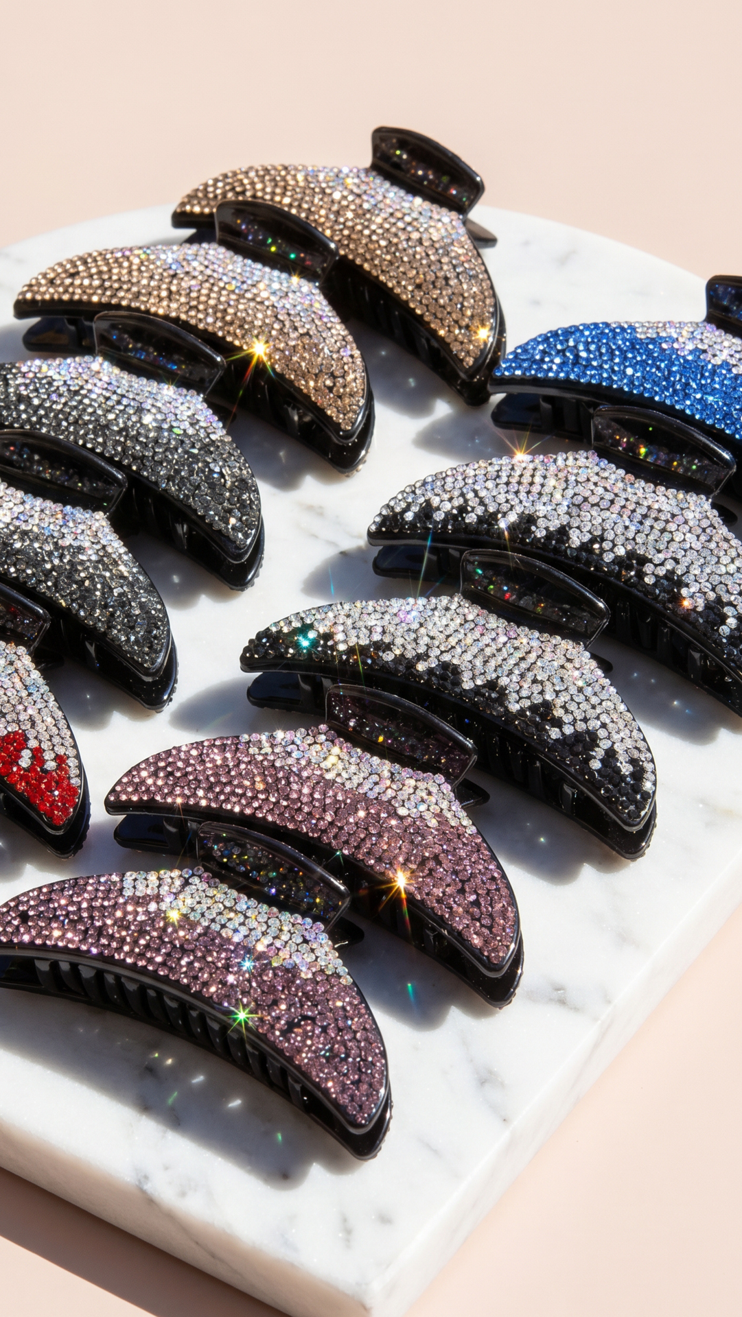 Pack of 12 Gradient Crystal Hair Claw Clamps