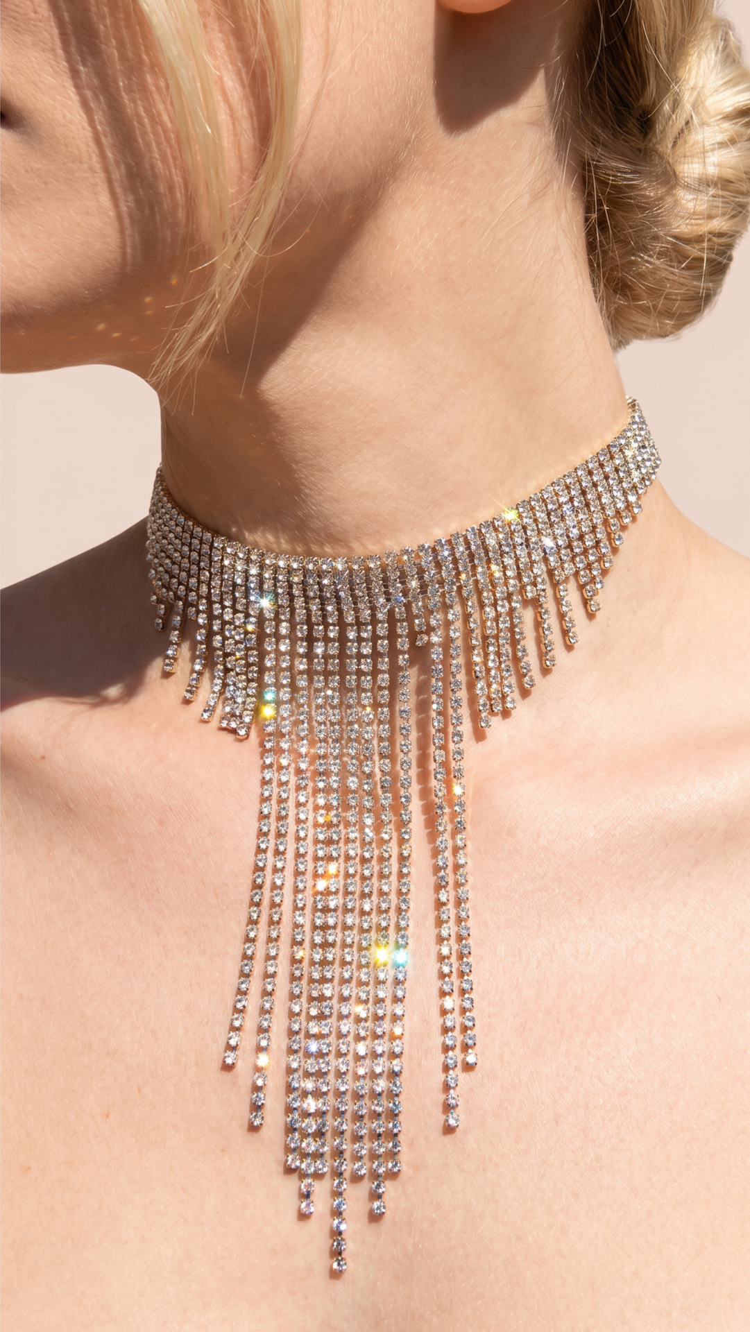 Statement Tassel Crystal Choker Necklace