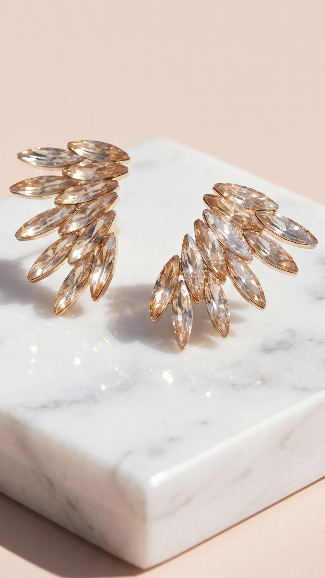 Feather Statement Crystal Stud Earrings