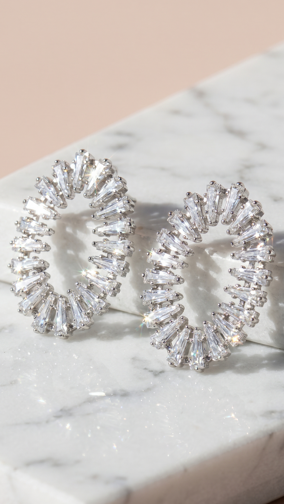 Oval Baguette Cut Crystal Stud Earrings