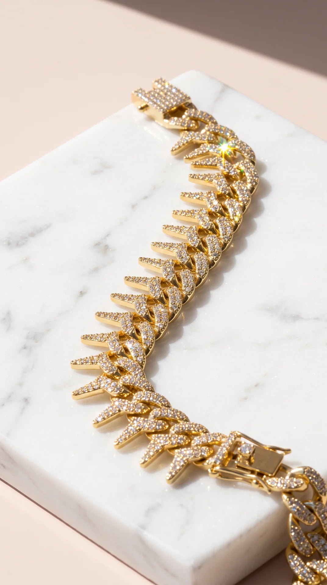 Iced Out Jagged Spiked Cuban Chain Bracelet