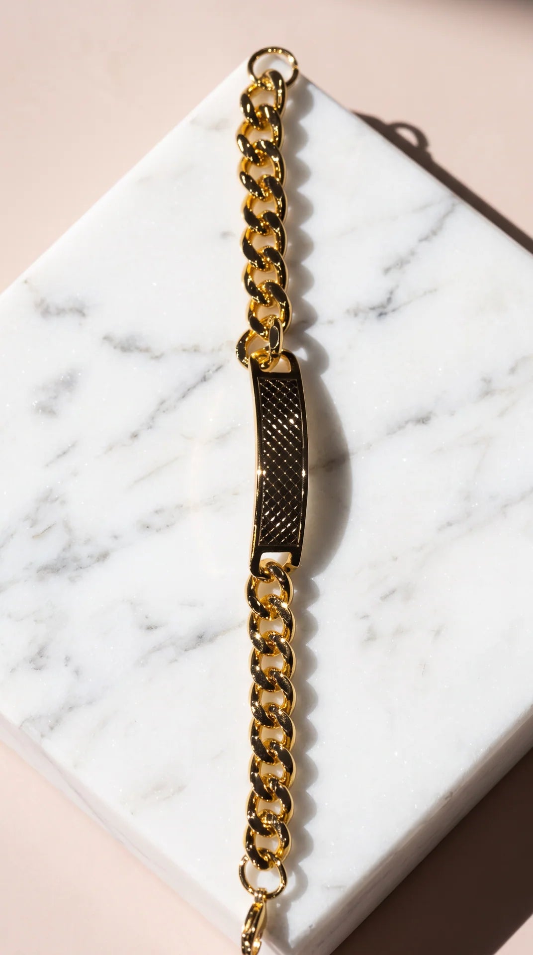 Stainless Steel Mesh ID Plaque Curb Chain Bracelet