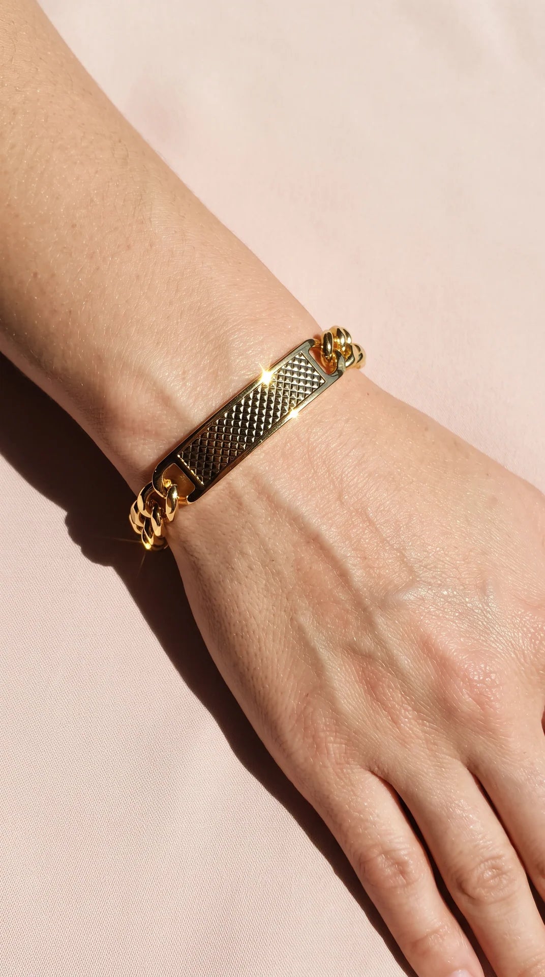 Stainless Steel Mesh ID Plaque Curb Chain Bracelet