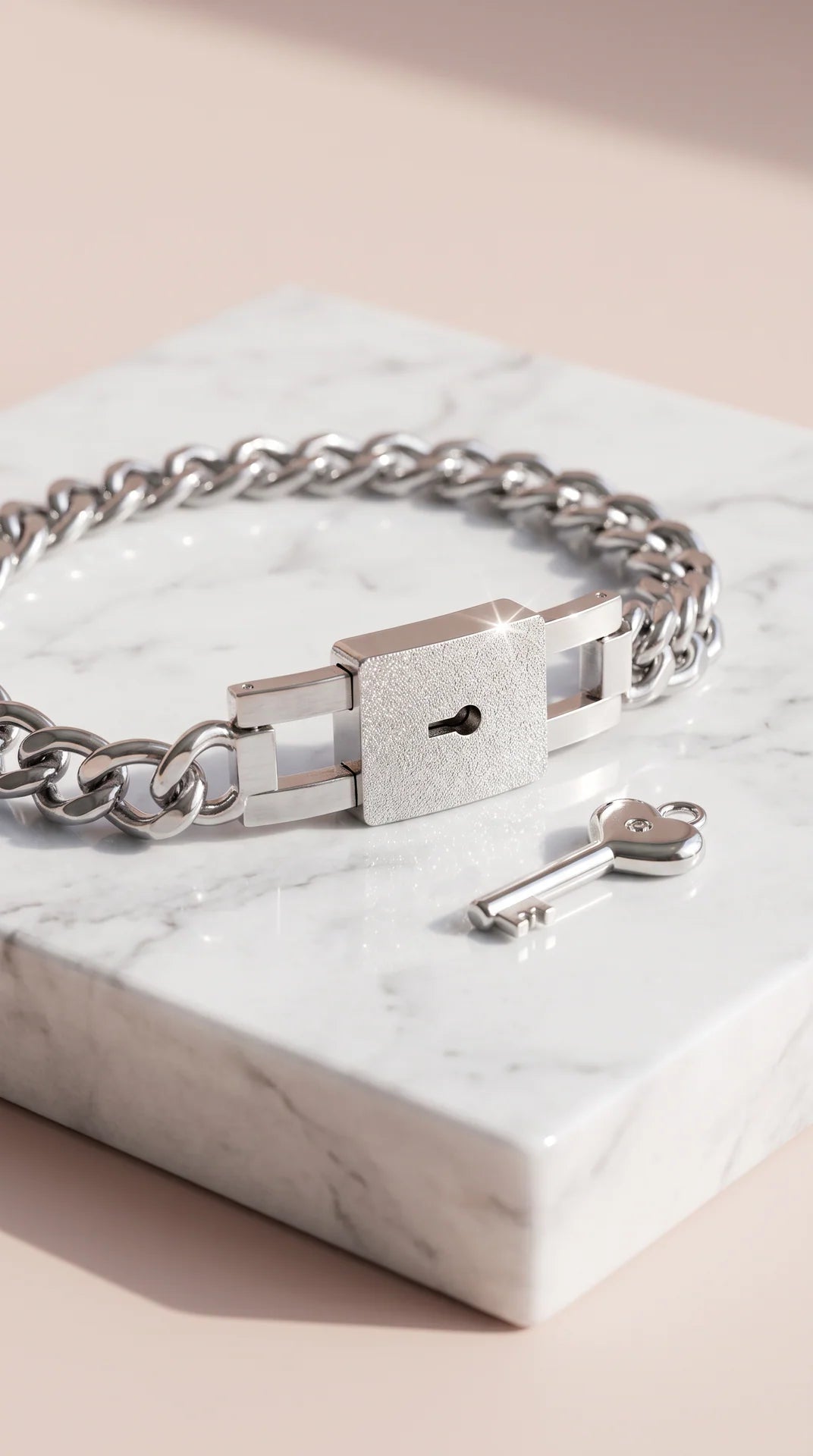 Lock & Key Couples Matching Link Bracelet Set