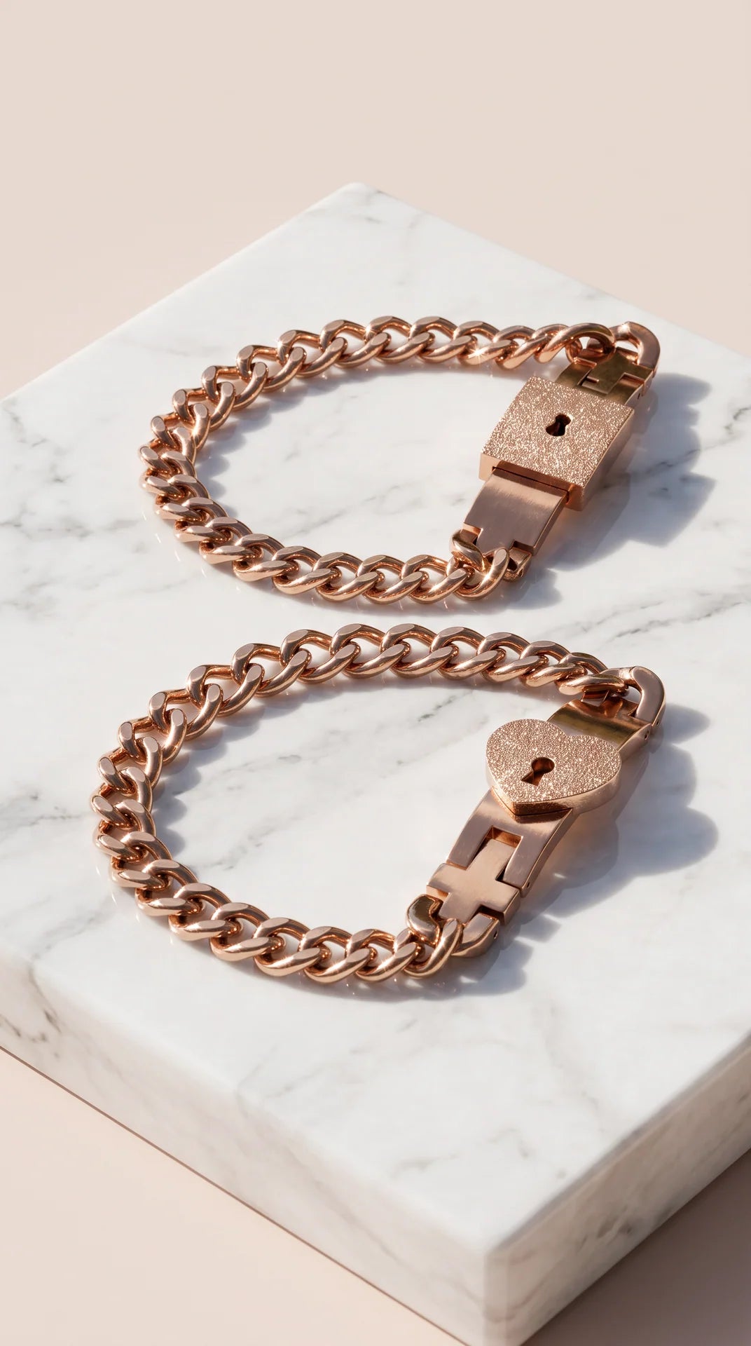 Interlocking Lock & Heart Couple Bracelet Set