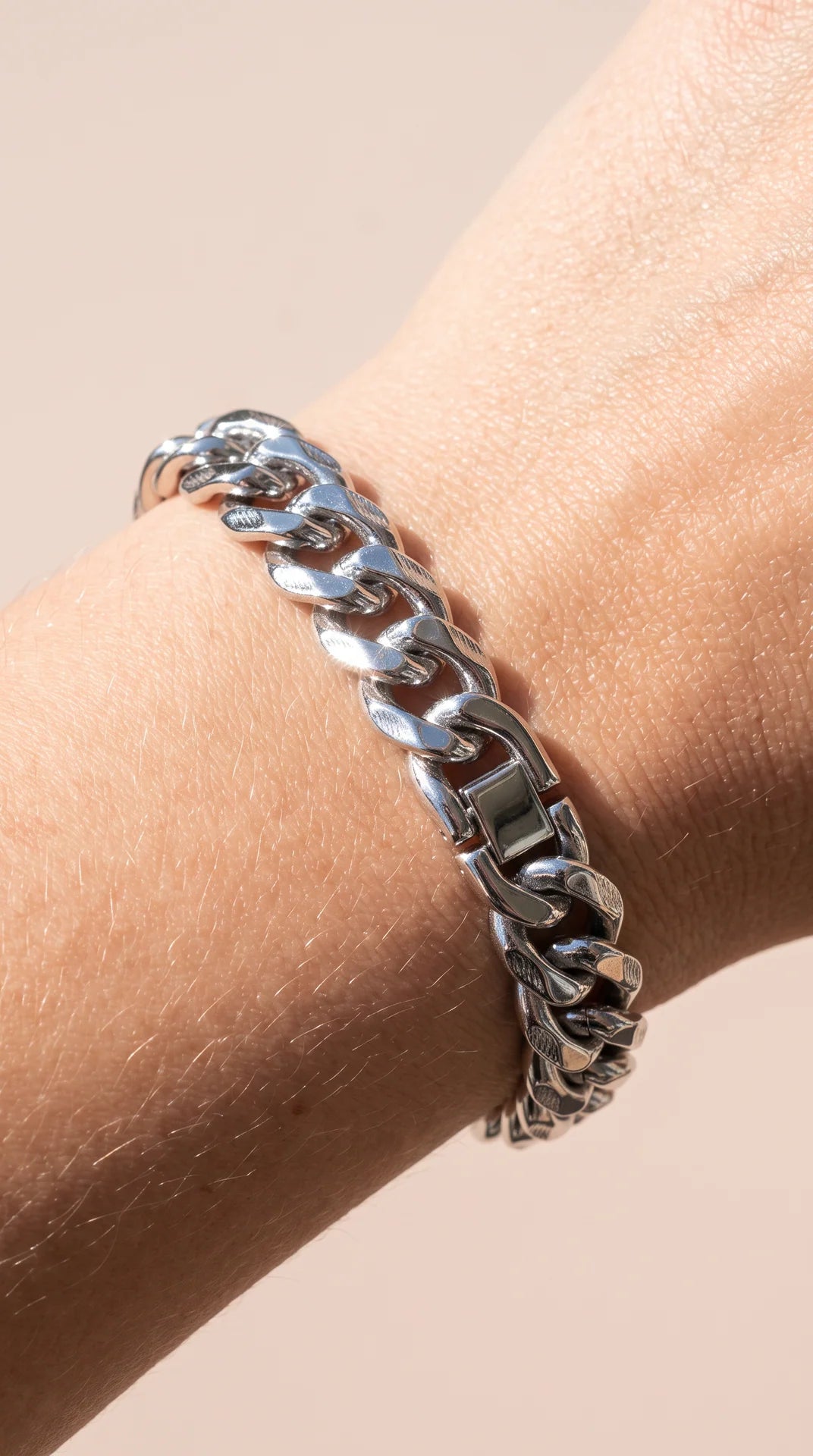 Silver Stainless Steel Heavy Curb Link Chain Bracelet