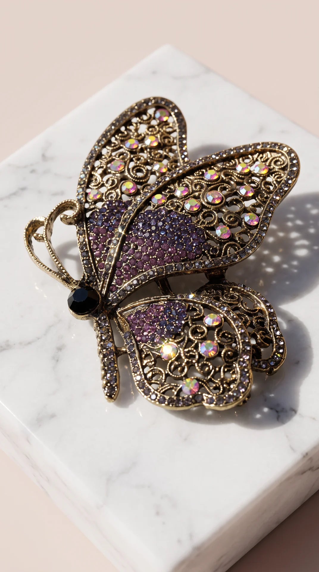 Oversized Butterfly Crystal Brooch Pin