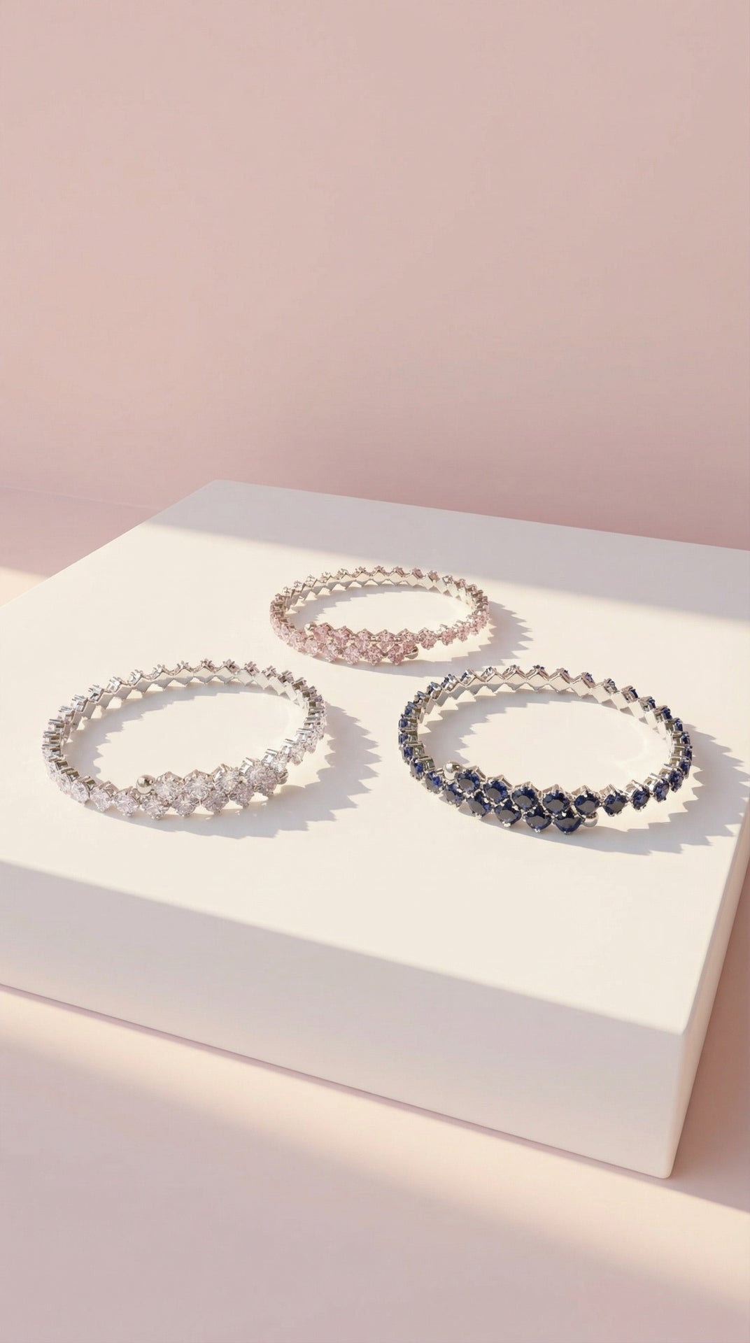 Stretchy Square Cut Crystal Snap On Cuff