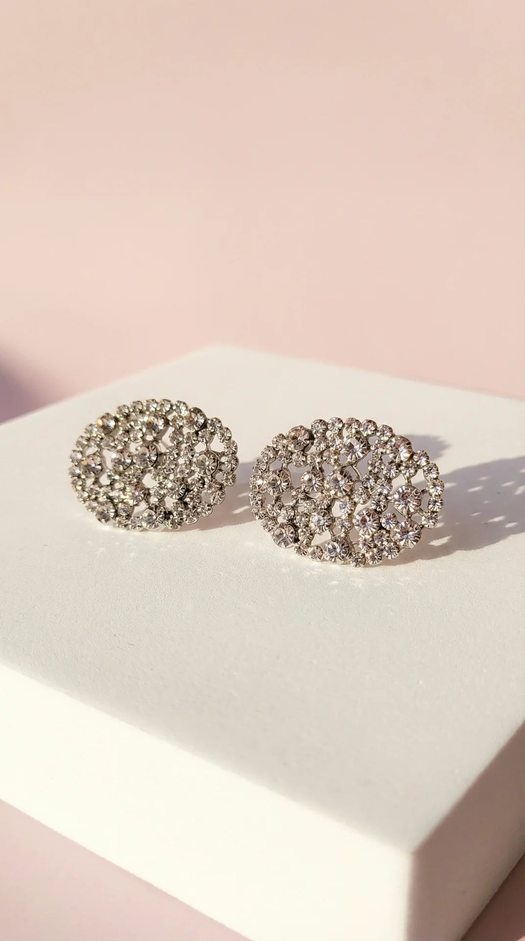 Oval Crystal Non Pierced Clip On Earrings