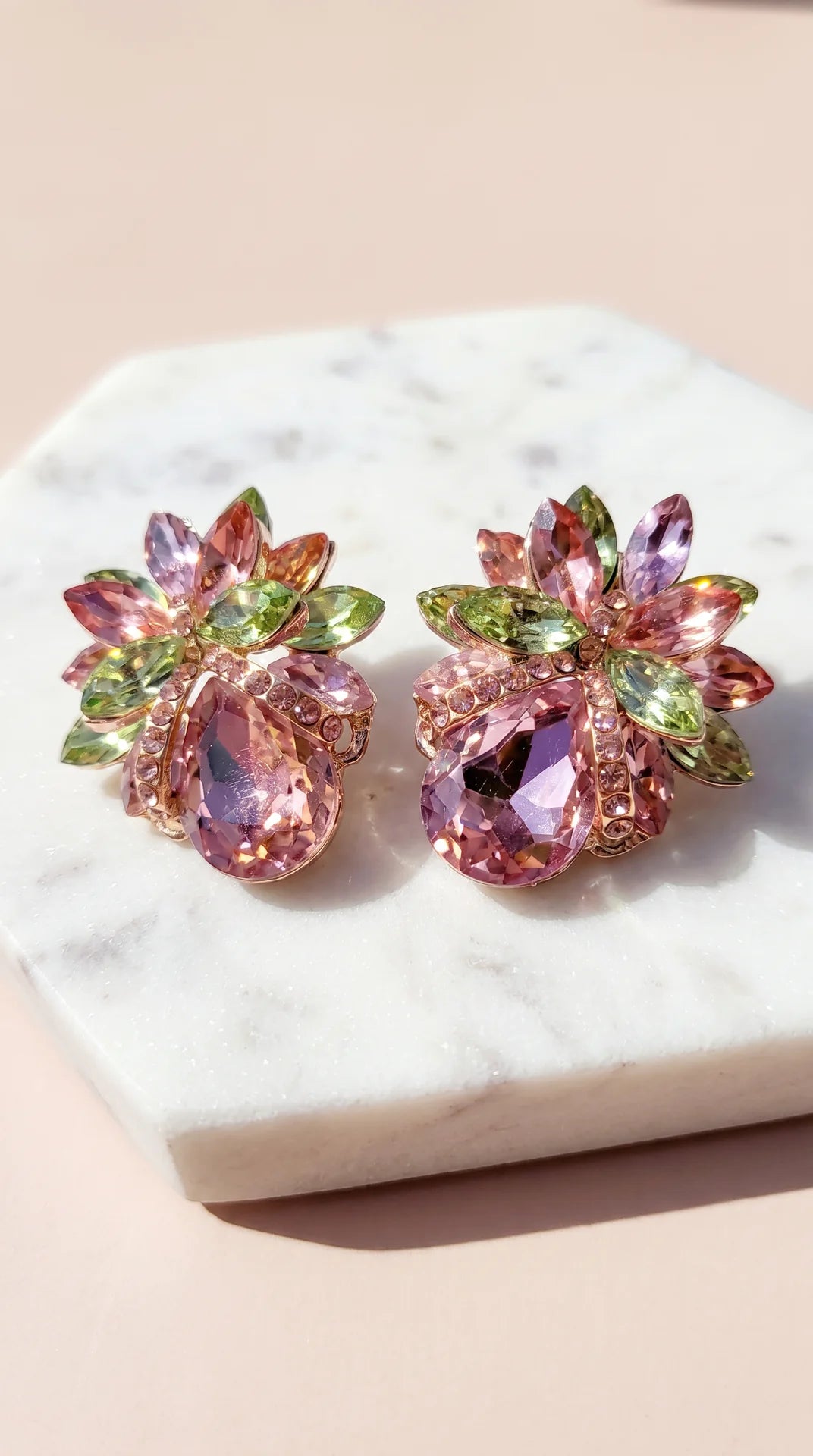 Teardrop Statement Crystal Stud Earrings