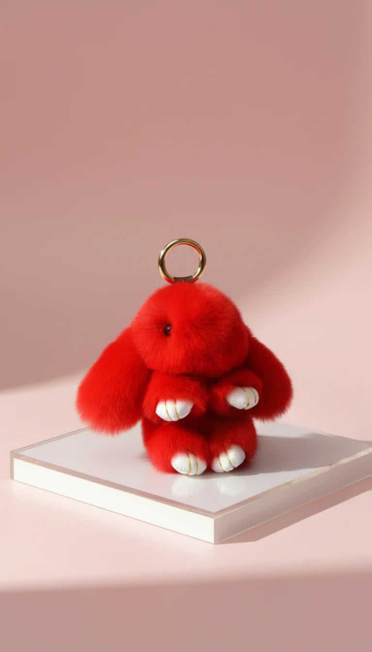 Fluffy Bunny Rabbit Key Ring & Bag Charm