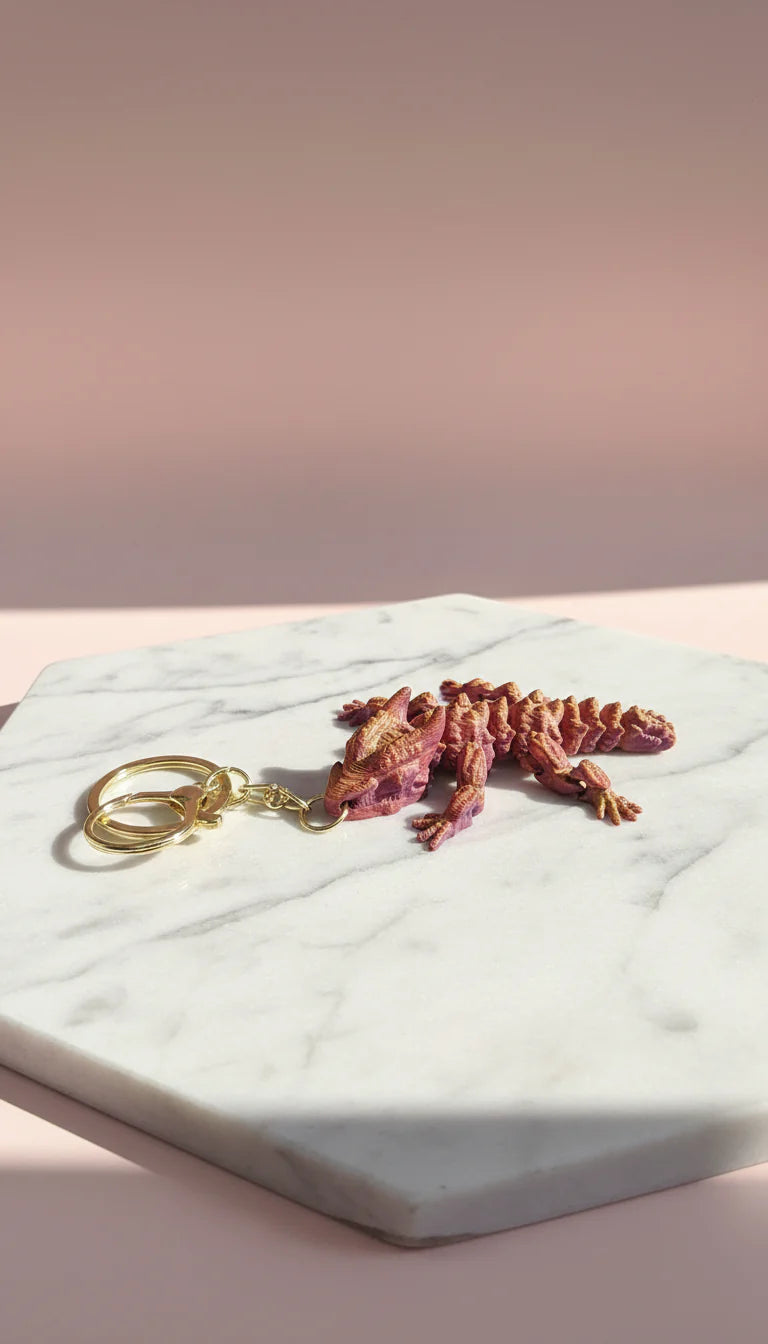 3D Printed Articulated Fantasy Dragon : Bioplastic Fidget Key Ring