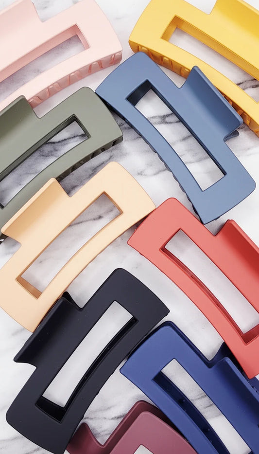 Block Colour Rectangular Hair Clamps Pack of 12