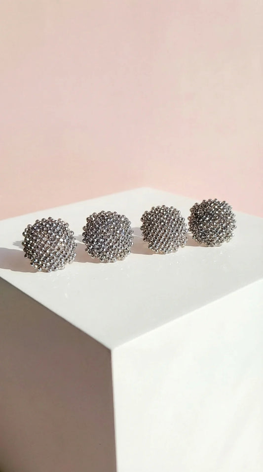 Rounded Crystal Non Pierced Clip On Earrings