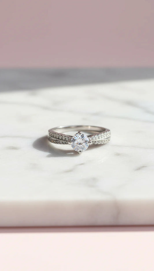 Crystal Ring Silver Box set of 12