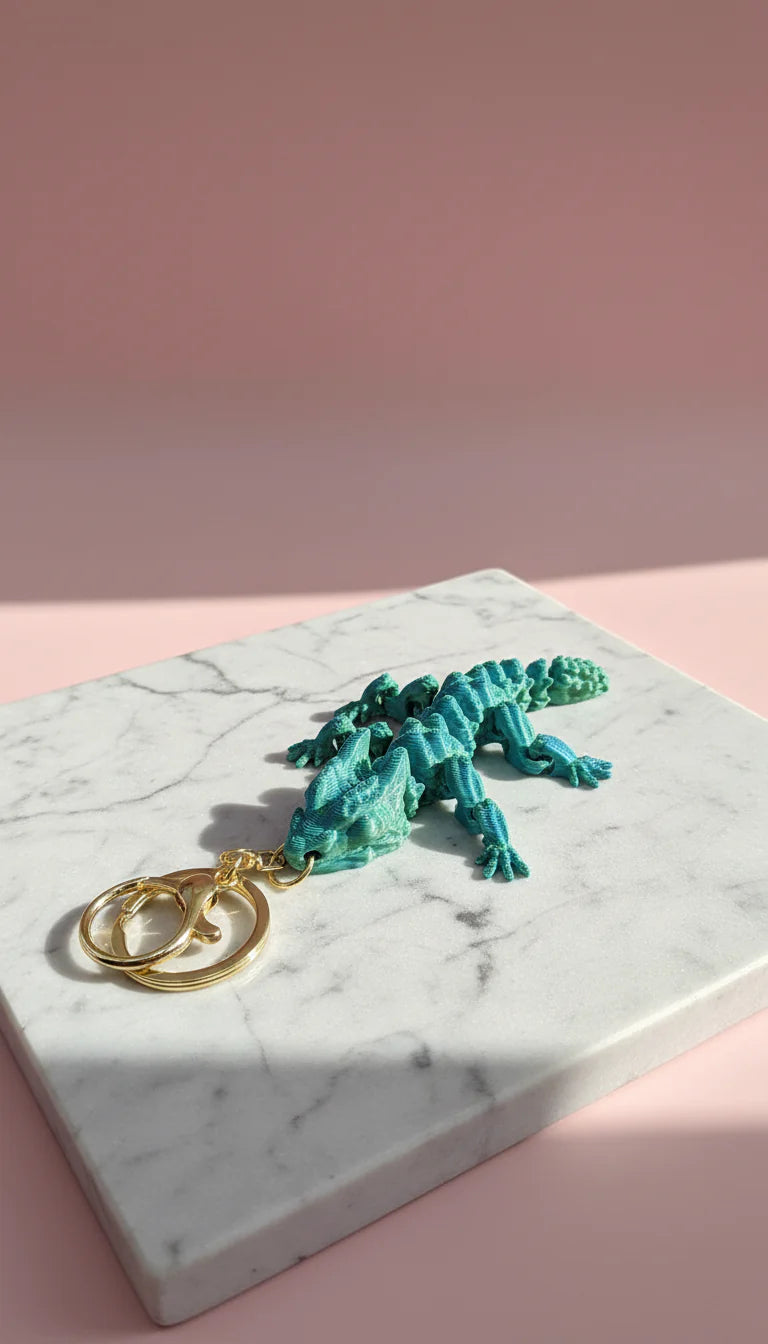 3D Printed Articulated Fantasy Dragon : Bioplastic Fidget Key Ring