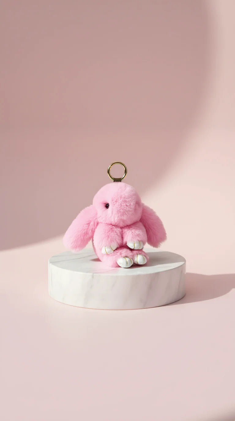 Fluffy Bunny Rabbit Key Ring & Bag Charm