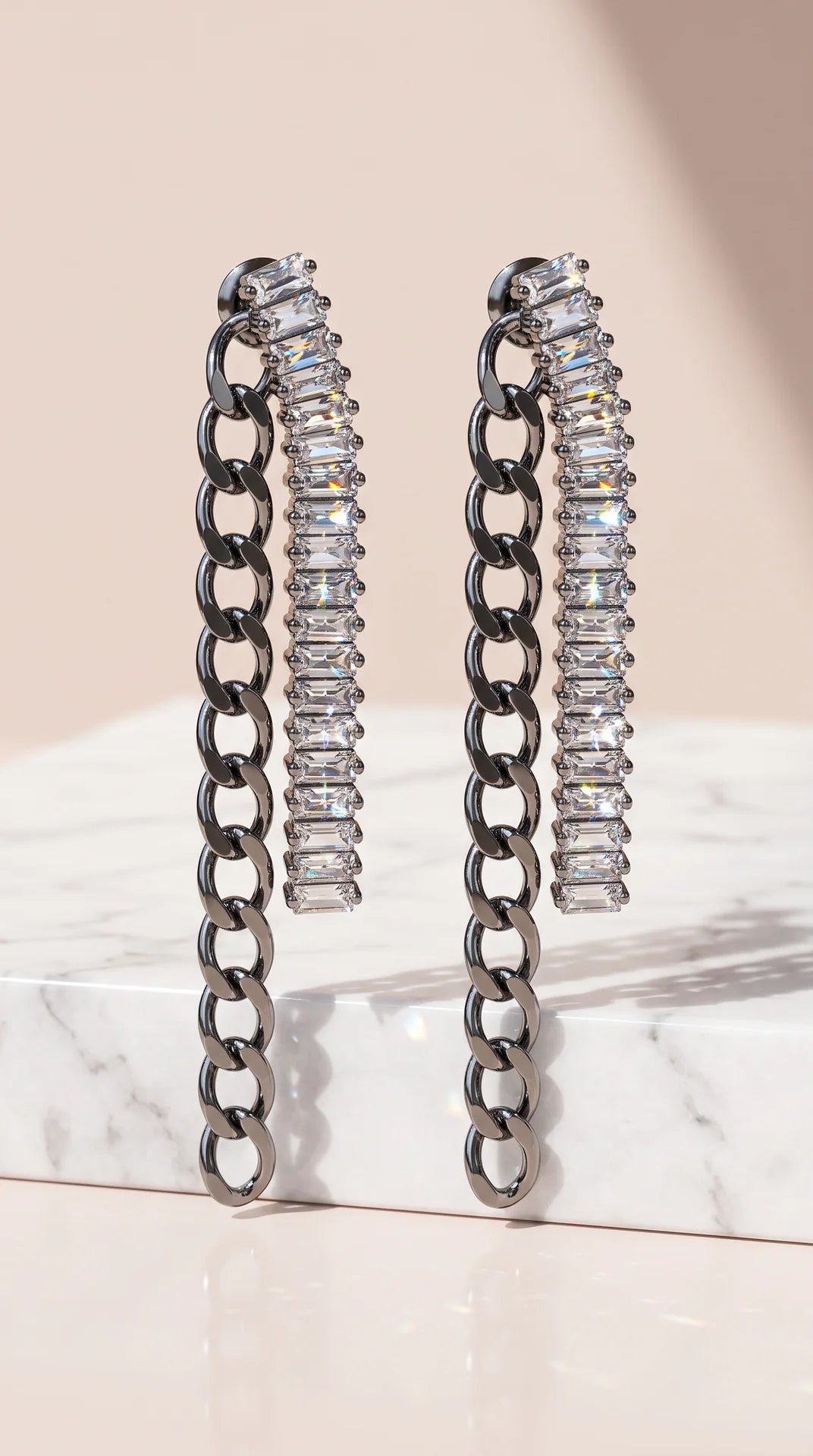 Chain and Crystal Bar Drop & Dangle Earrings