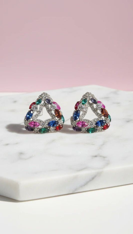 Triangular Crystal Stud Earrings