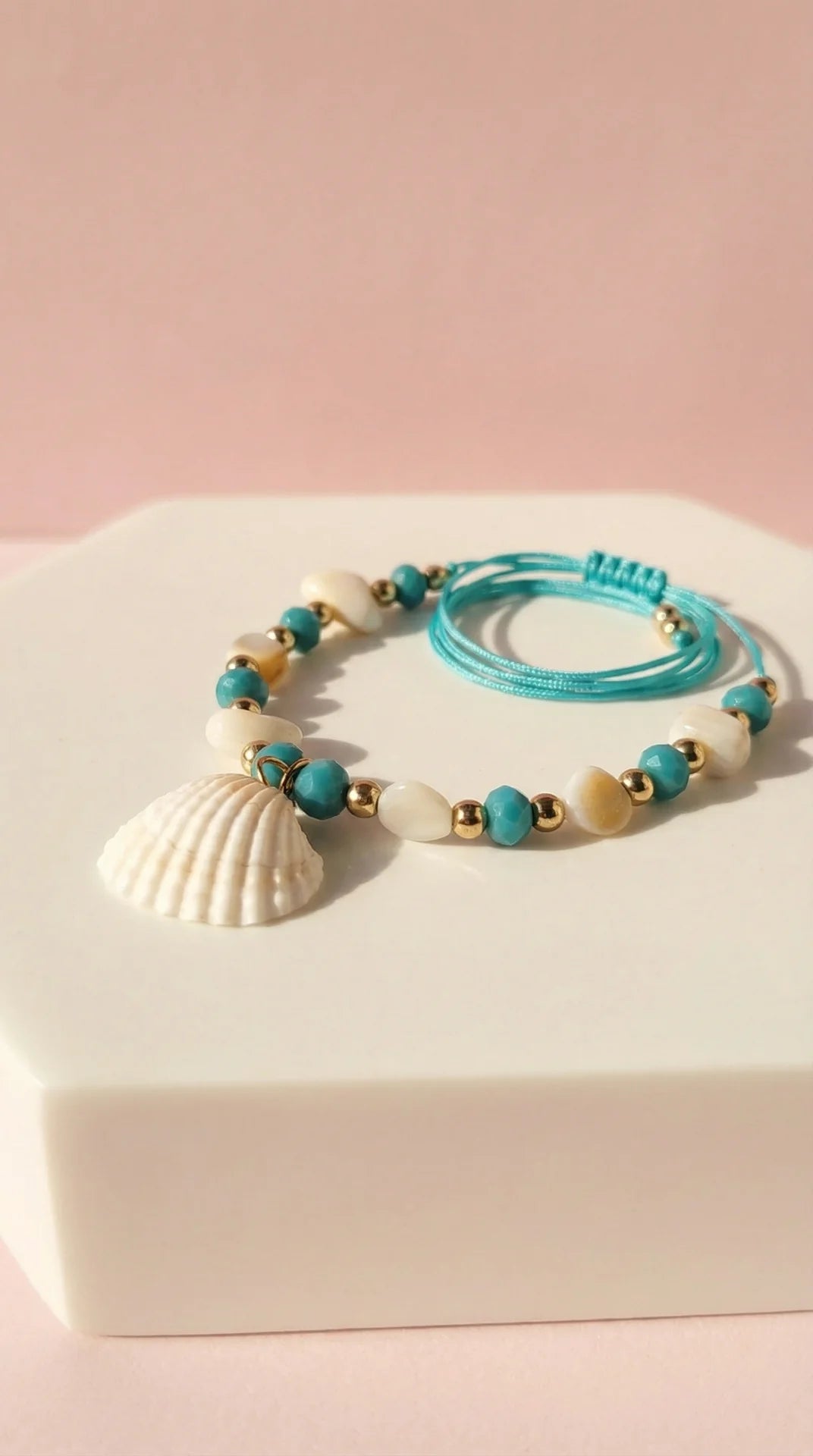Beach Shell Beaded Pull Tie Anklet