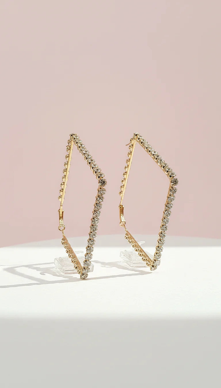 Luxe Square Crystal Hoop Earrings