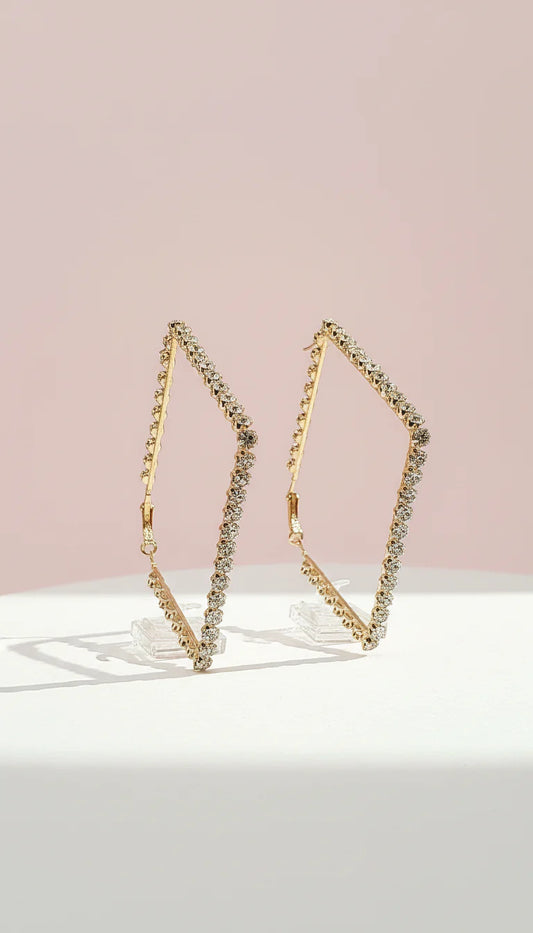Luxe Square Crystal Hoop Earrings