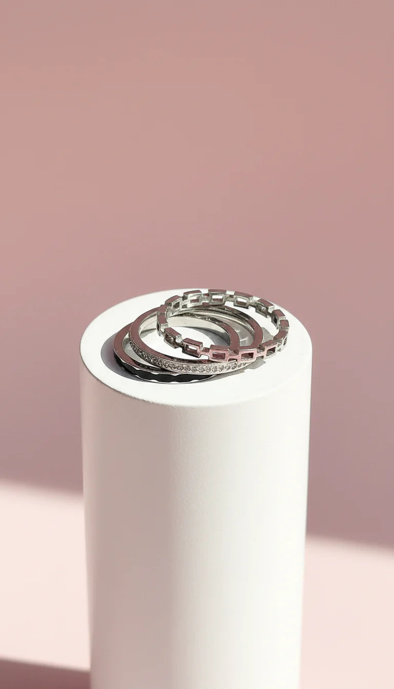 Pack Of 24 Gold Plated Black Crystal Stacking Rings