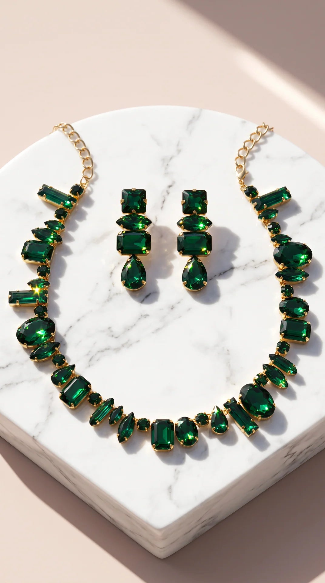 Mixed Cut Crystal Necklace & Earrings Set