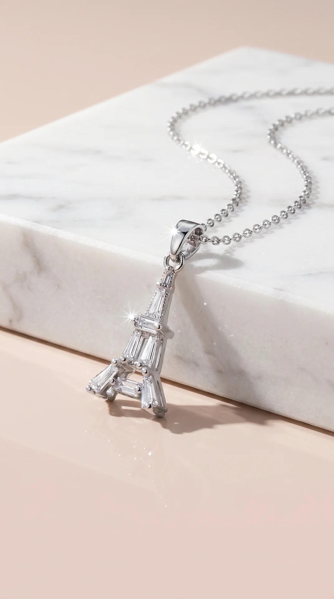 Eiffel Tower Crystal Pendant Necklace