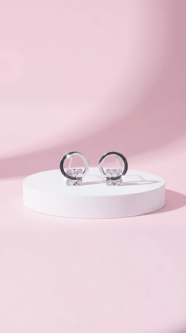 Circular Crystal Stud Earrings