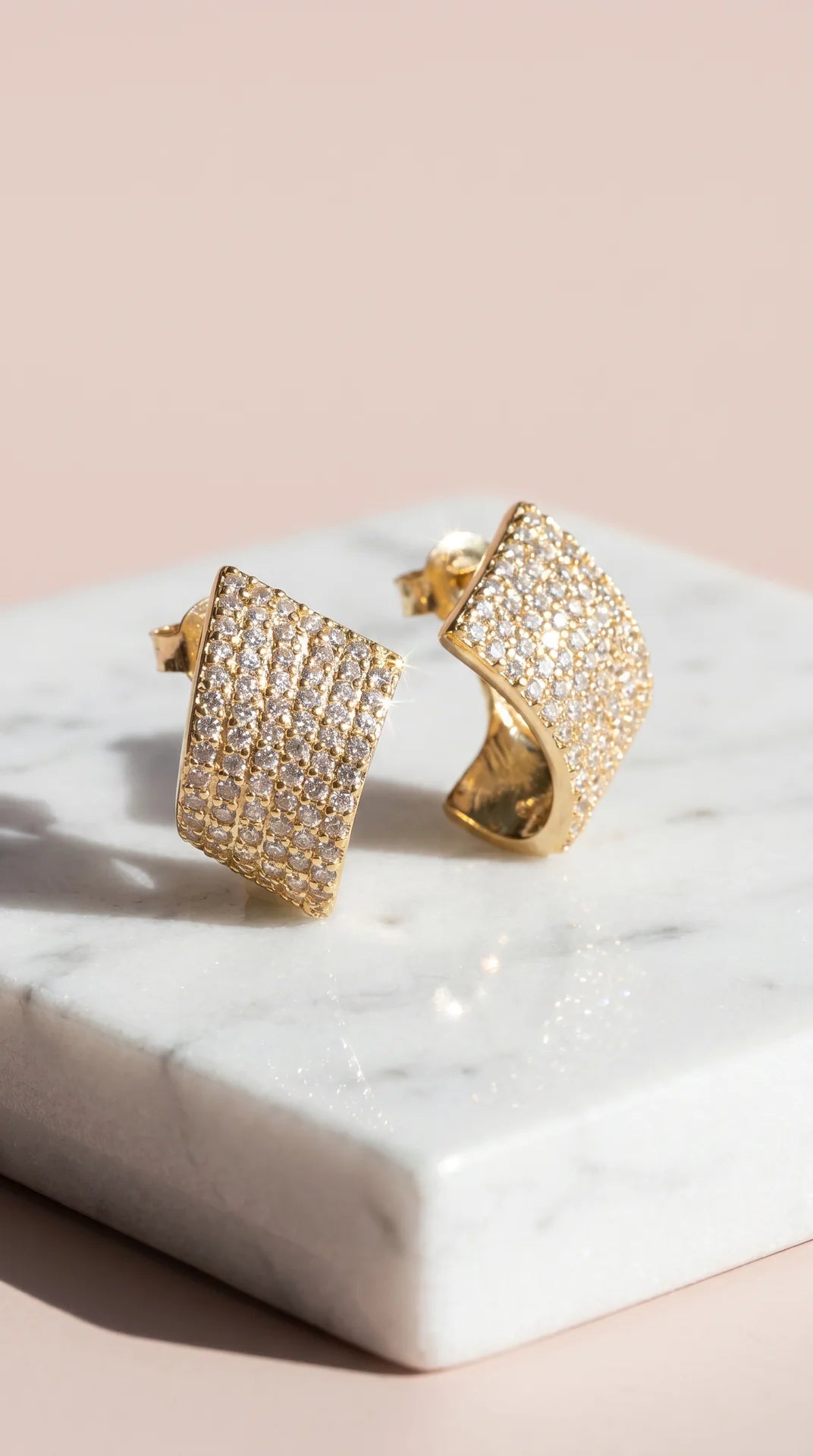 Micro Pavé Curved Crystal Stud Earrings
