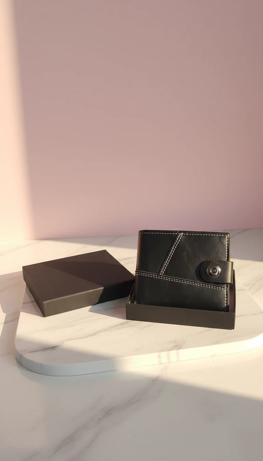 Abstract Leather Wallet With Gift Box