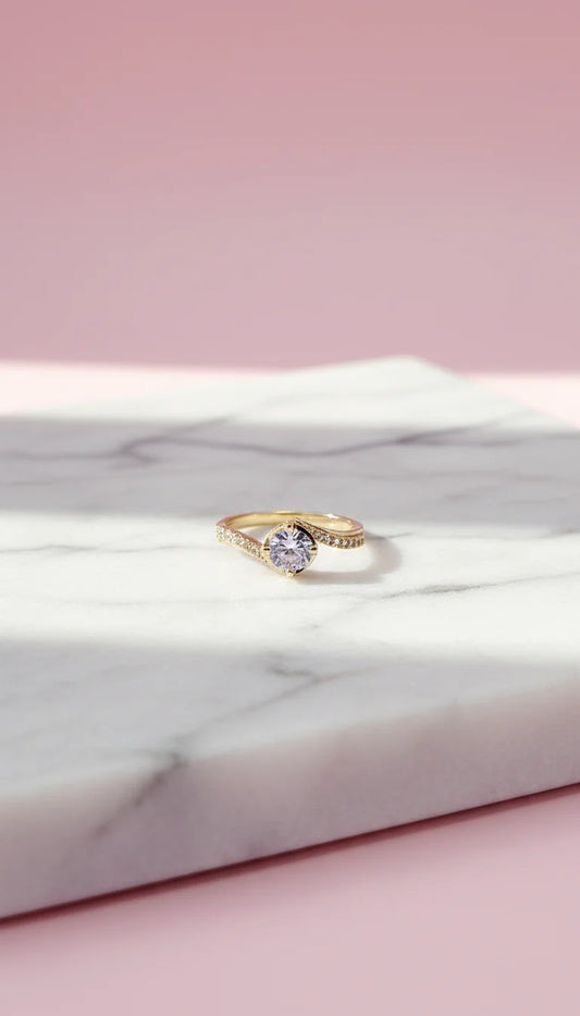 Sparkly Crystal Ring Gold Box set of 12