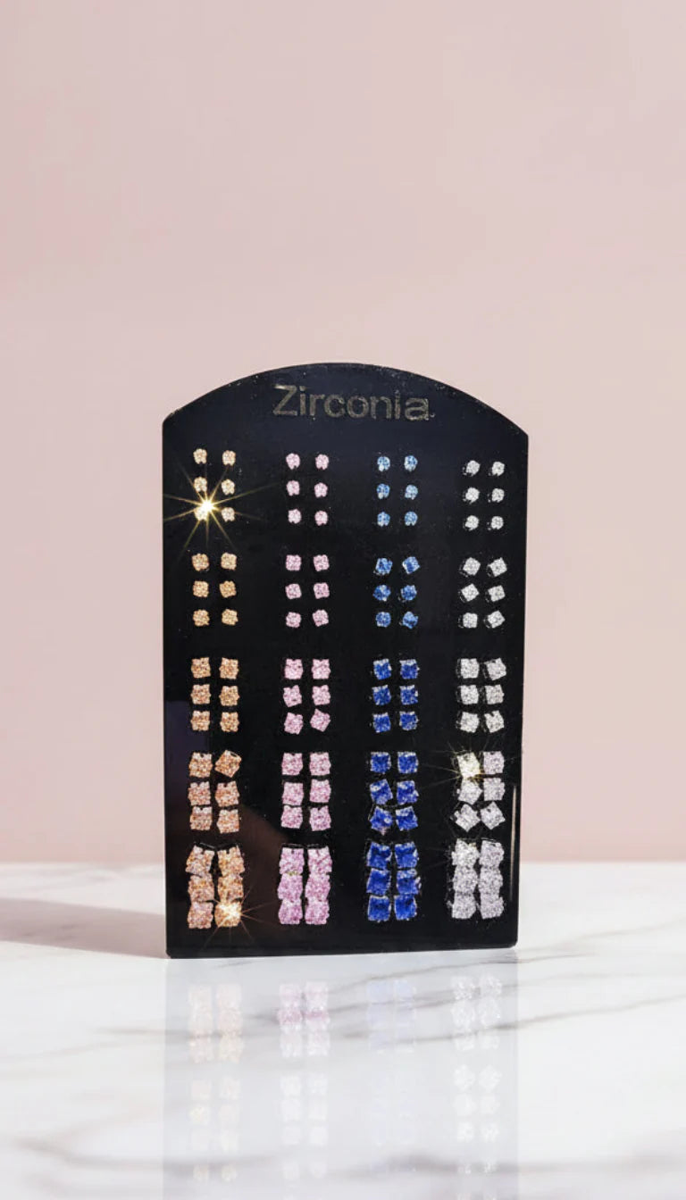 60 Pairs Cubic Zirconia Crystal Stud Earrings