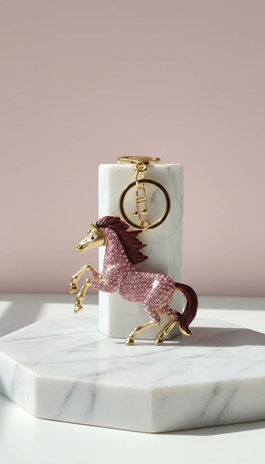 Pink Horse Crystal Key Ring & Bag Charm