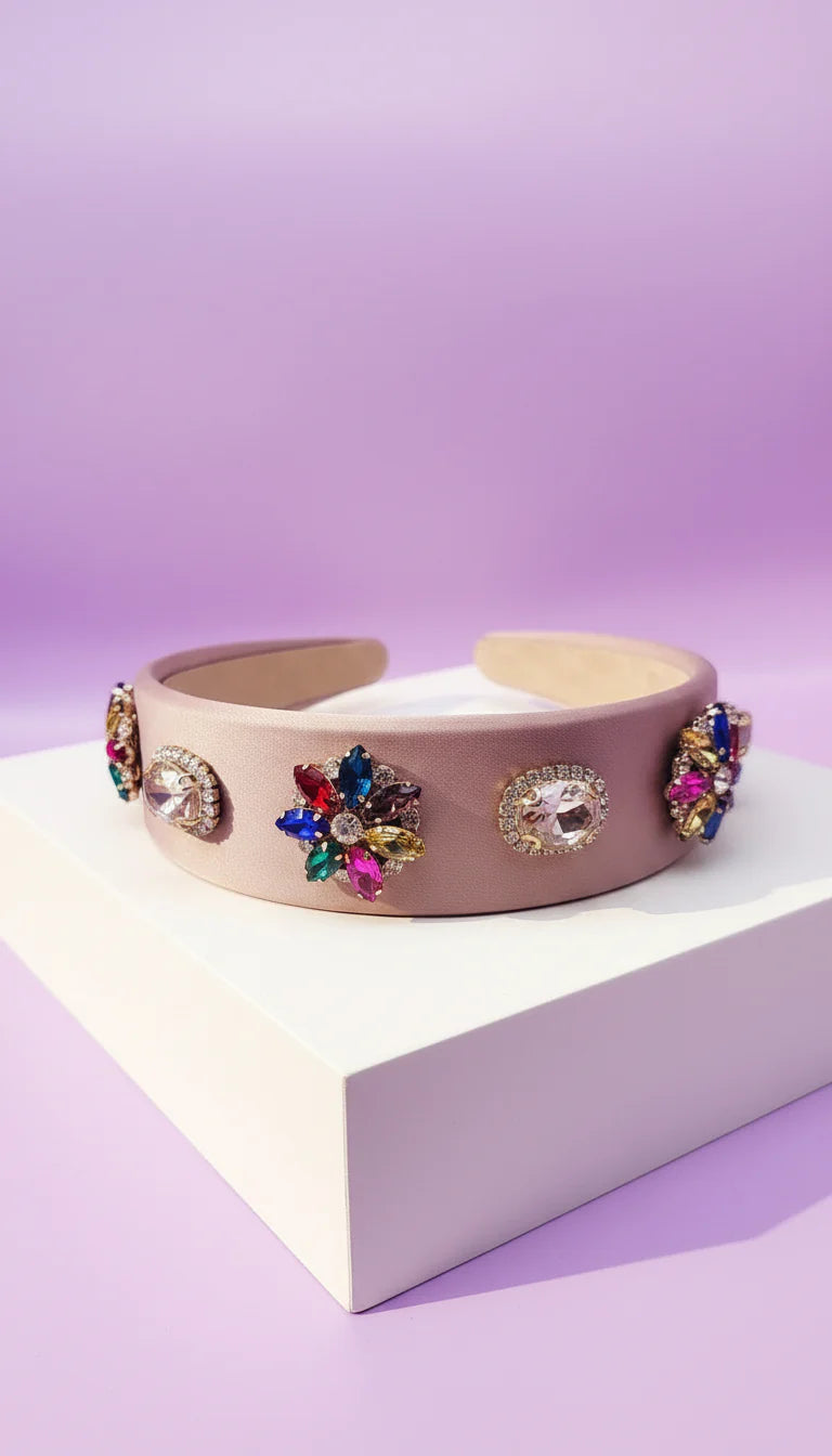 Rainbow Flower Crystal Hair band