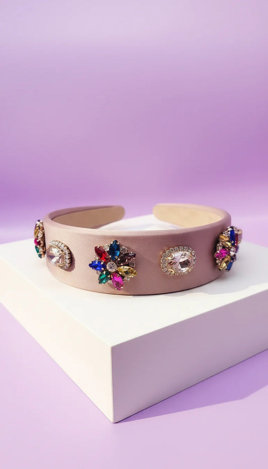 Rainbow Flower Crystal Hair band