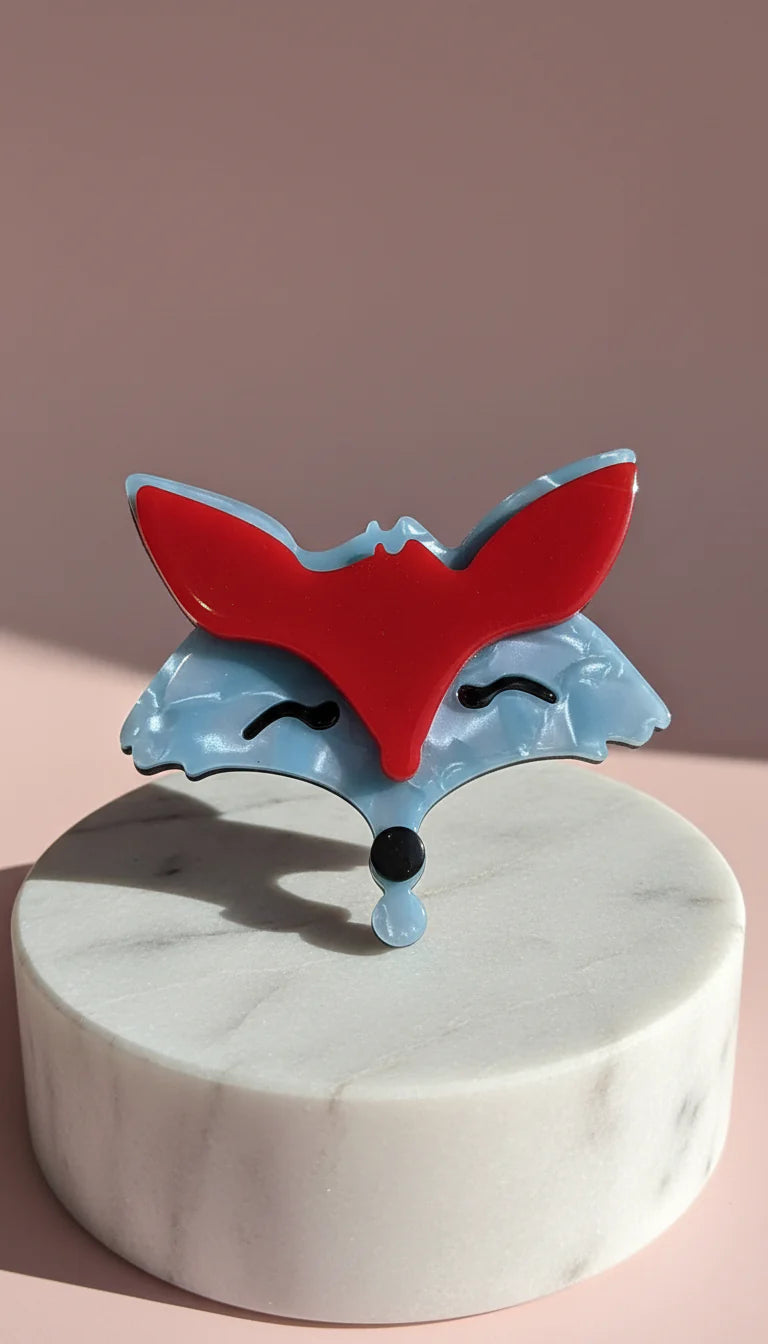 Acrylic Glossy Fox Face Brooch