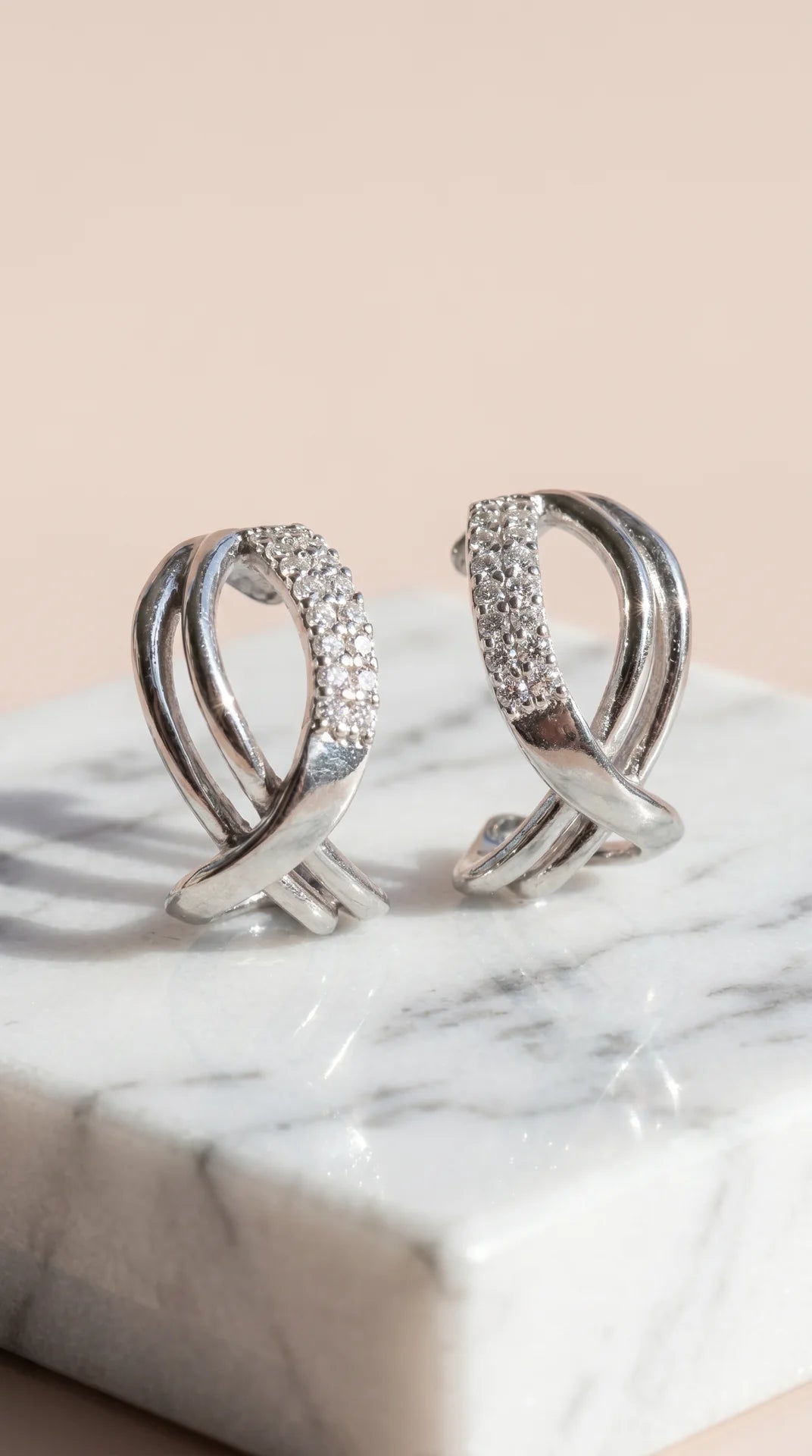 Criss Cross Crystal Huggie Gold Plated Earrings