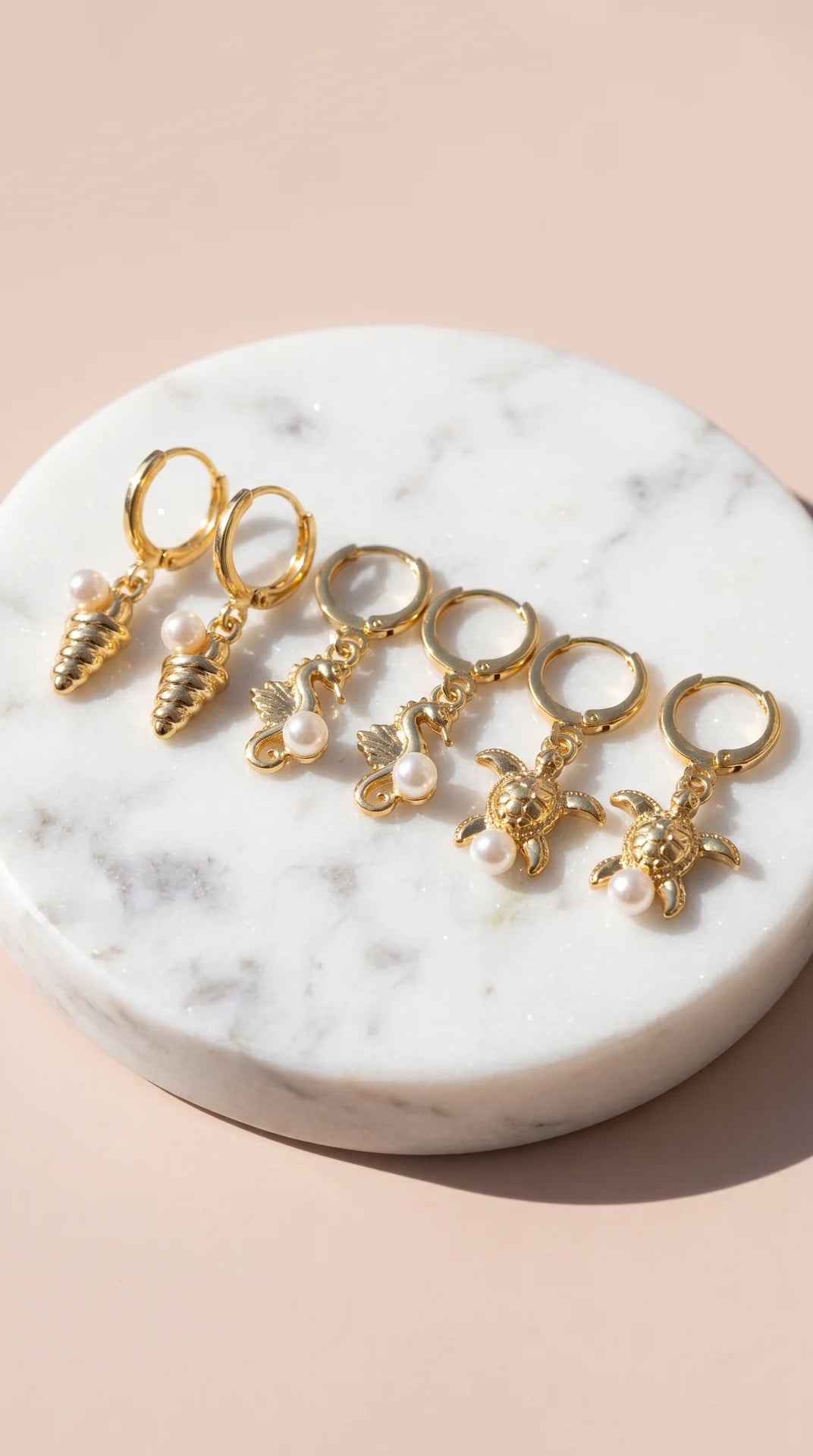 6 Pieces Crystal Seahorse Gold Plated Huggie Hoop Earrings
