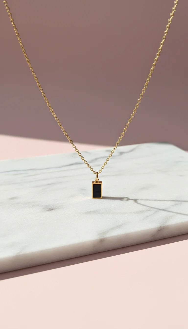 Black Stainless Steel Gold Plated Pendant Necklace